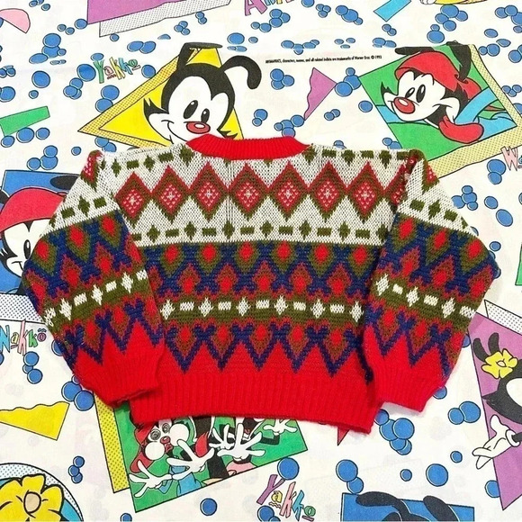 Vintage Colorful Knit Crewneck Patterned Sweater Size 12-18M - Picture 7 of 7